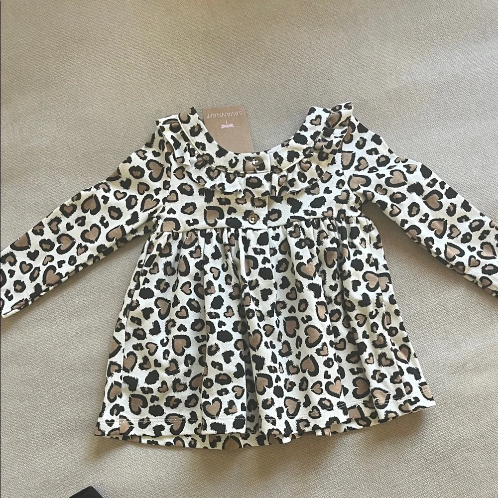 Savannah 3 pc Leopard Print Baby Outfit Set, Sz 12 months NWT